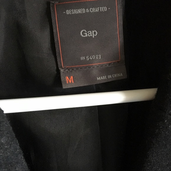 GAP Wool Blend Pea Coat Jacket Charcoal (M) - Picture 9 of 14